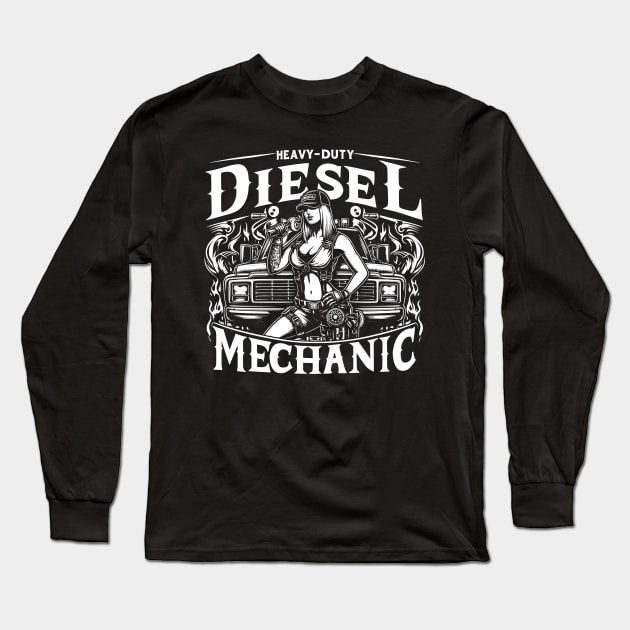 Heavy Duty Diesel Mechanic Long Sleeve T-Shirt by Styloutfit